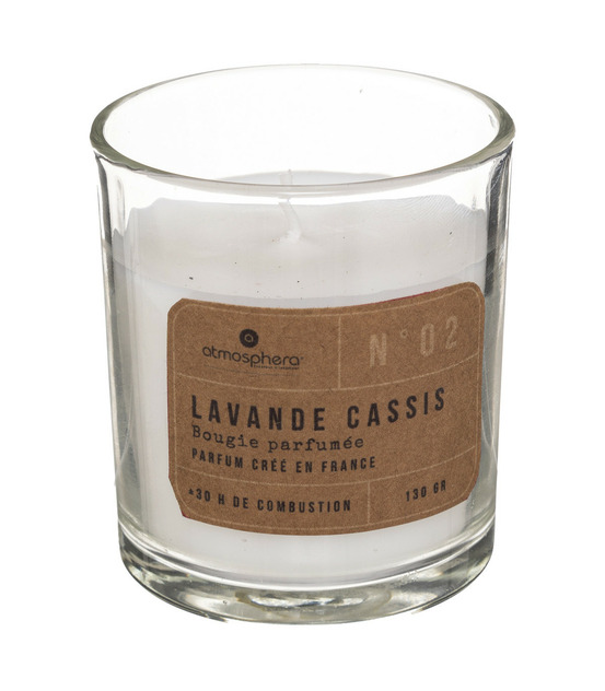 Bougie parfumée lavande cassis pot en verre 130 g - anti-odeurs de cuisine