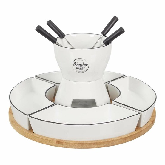 Coffret fondue avec support en bambou fondue party