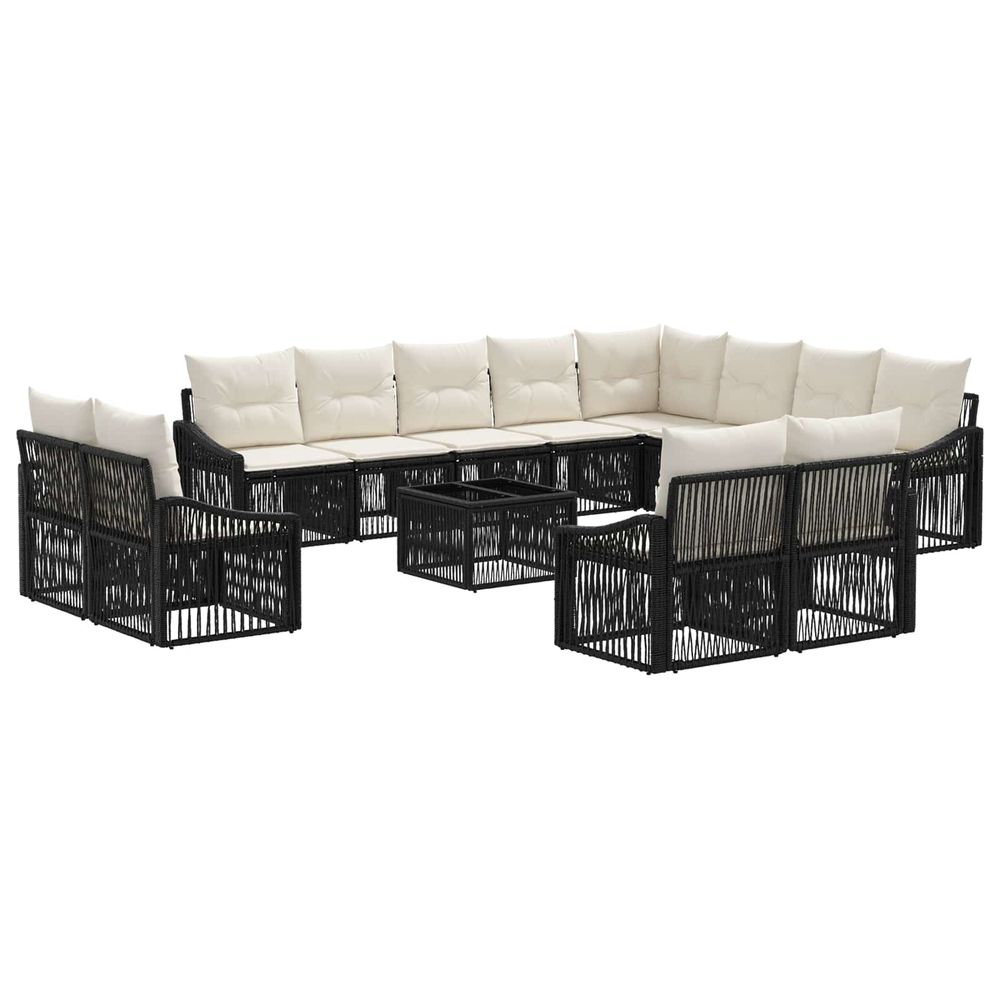 Ensemble de canapé de jardin 13 pc noir polyrotin