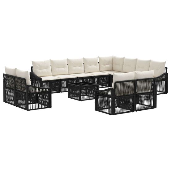 Ensemble de canapé de jardin 13 pc noir polyrotin