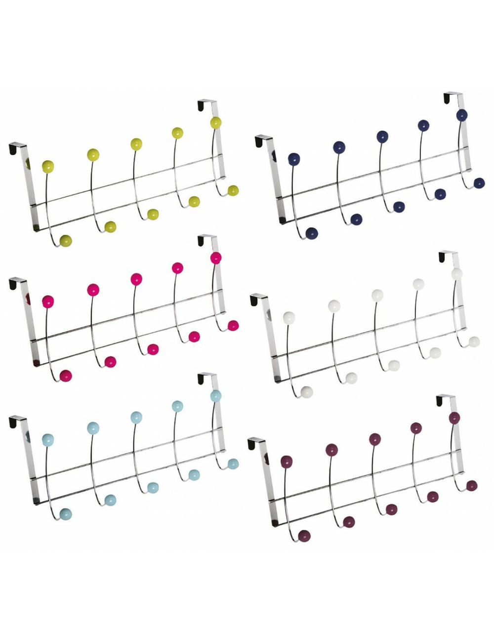 Patère de porte coloris assortis 10 têtes