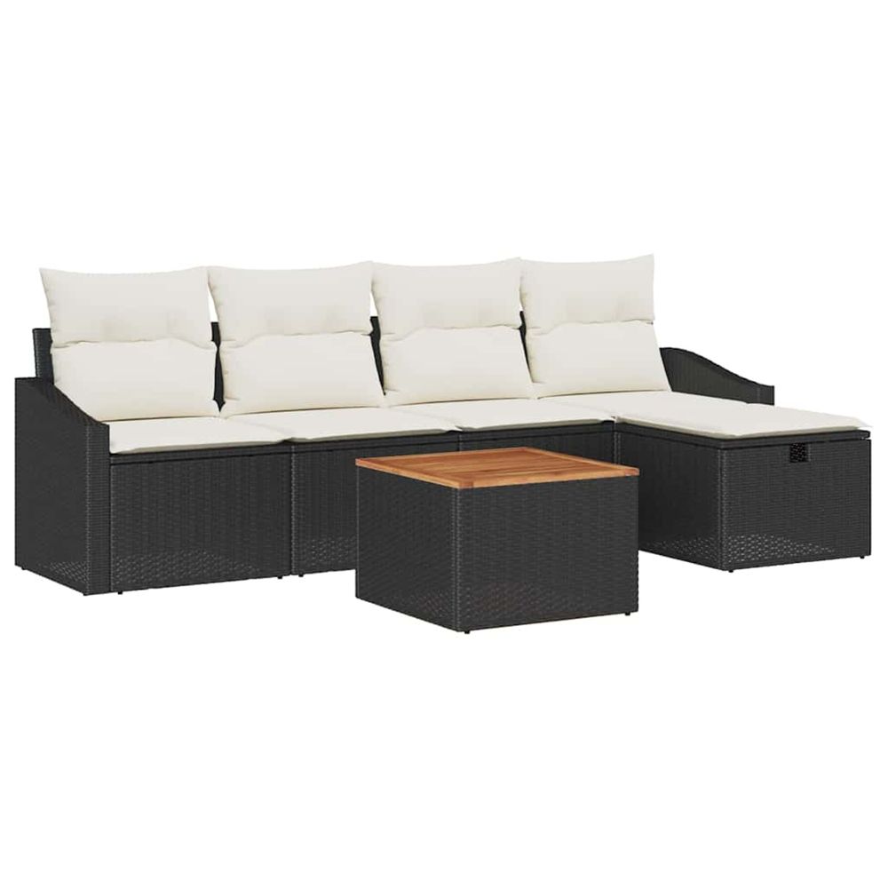 Ensemble de canapé de jardin 6 pc noir poly rotin