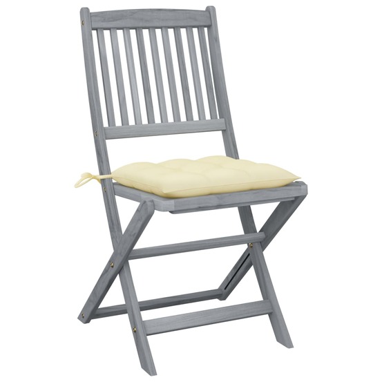 Chaises pliables d'extérieur lot de 4 et coussins bois d'acacia