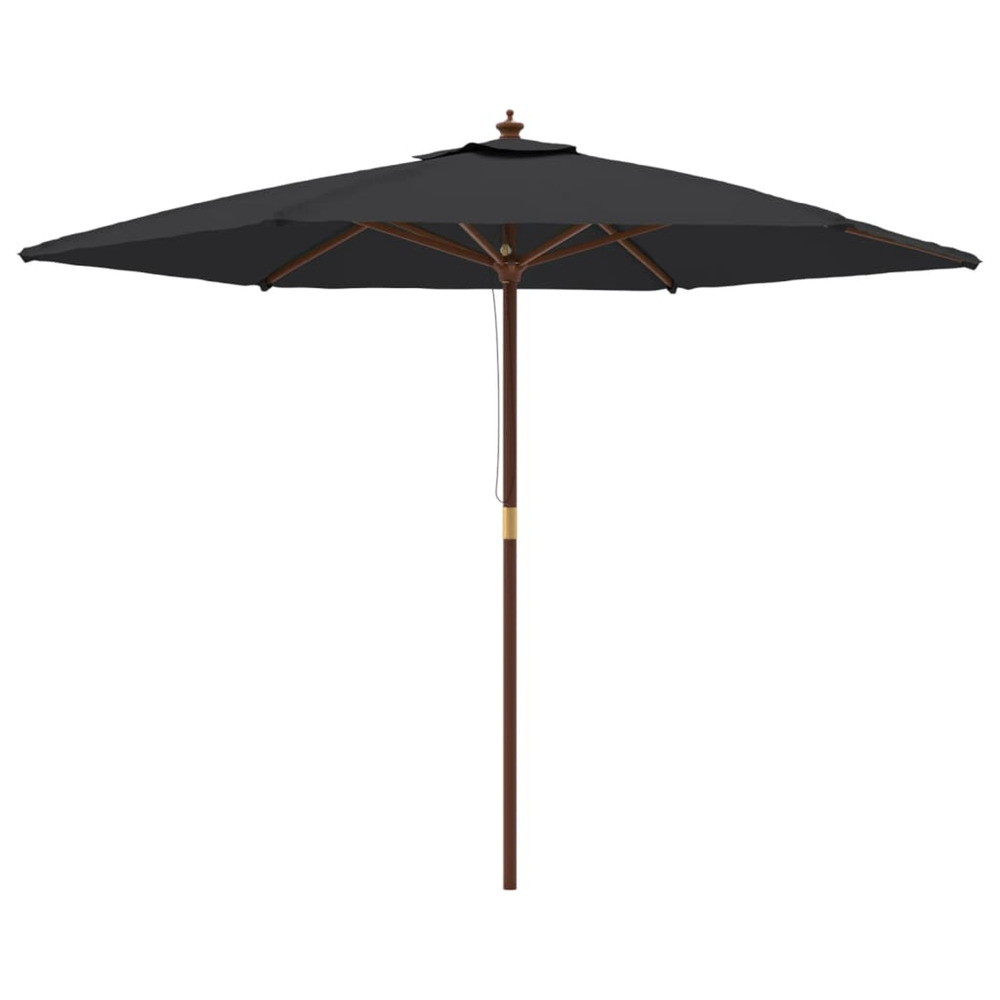 Parasol de jardin avec mât en bois noir 299x240 cm