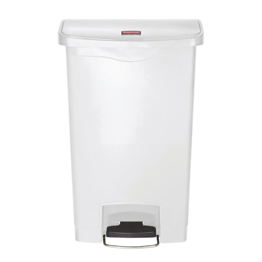 Poubelle à pédale frontale large blanche 50l slim jim step-on - rubbermaid