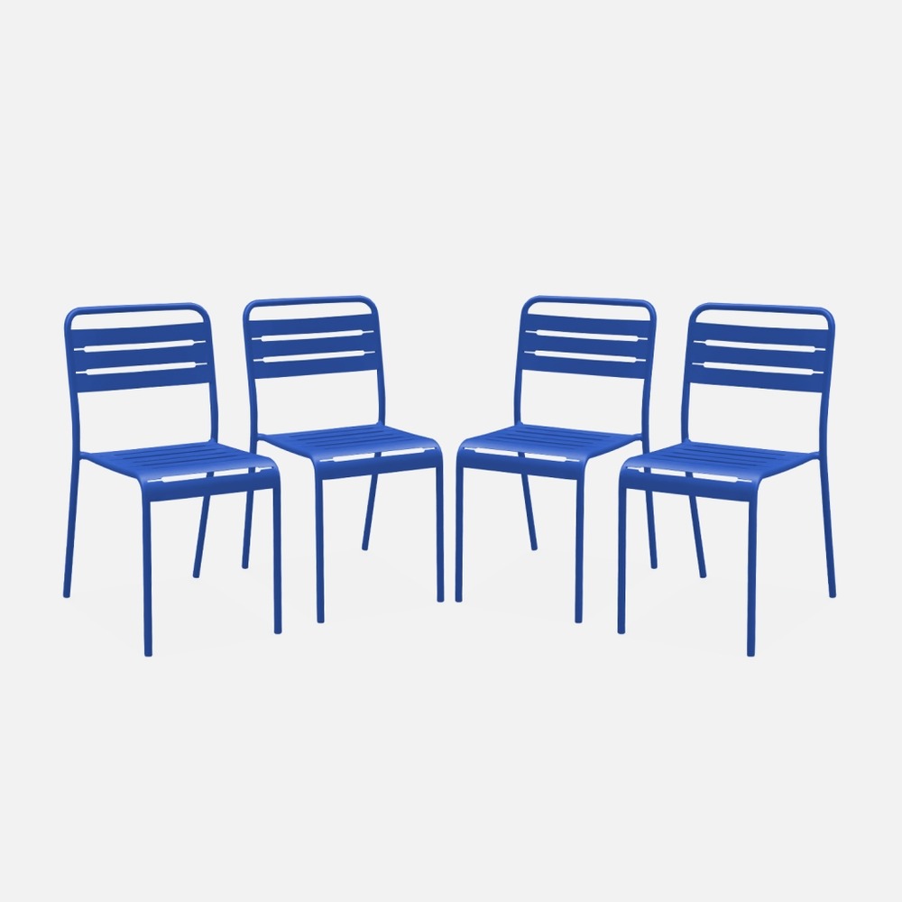 Lot de 4 chaises de jardin acier, amélia, l44 x p52 x h79cm