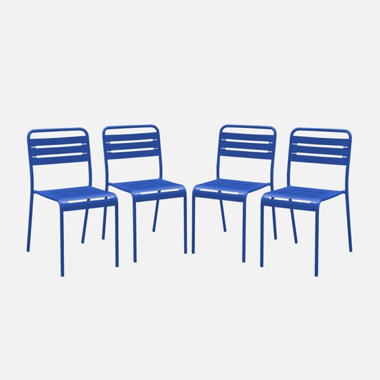 Lot de 4 chaises de jardin acier, amélia, l44 x p52 x h79cm