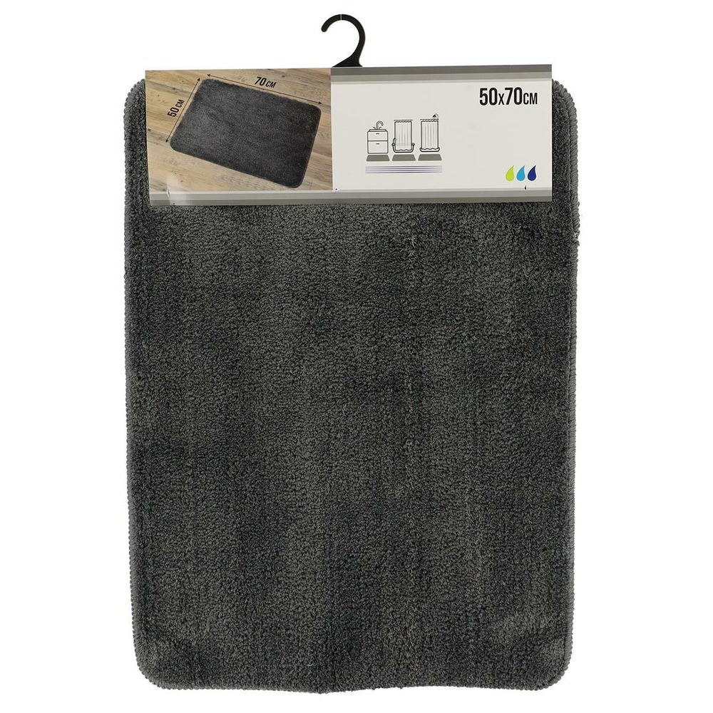 Tapis microfibre doux dessous latex 50x70cm - gris fonce