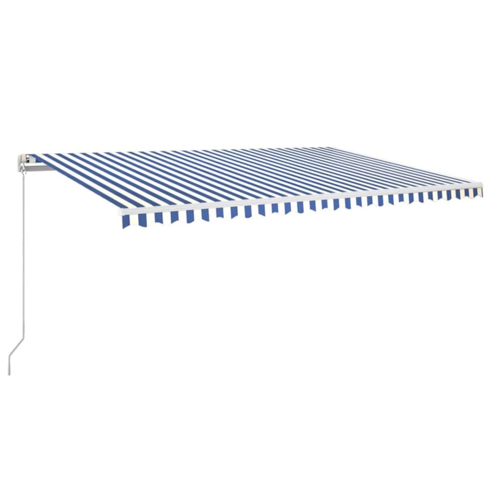 Auvent manuel rétractable avec led 500x350 cm bleu et blanc