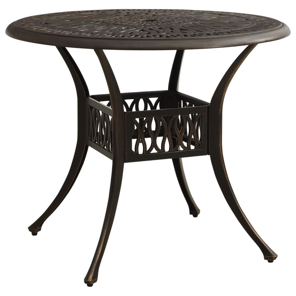 Table de jardin bronze 90x90x74 cm aluminium coulé