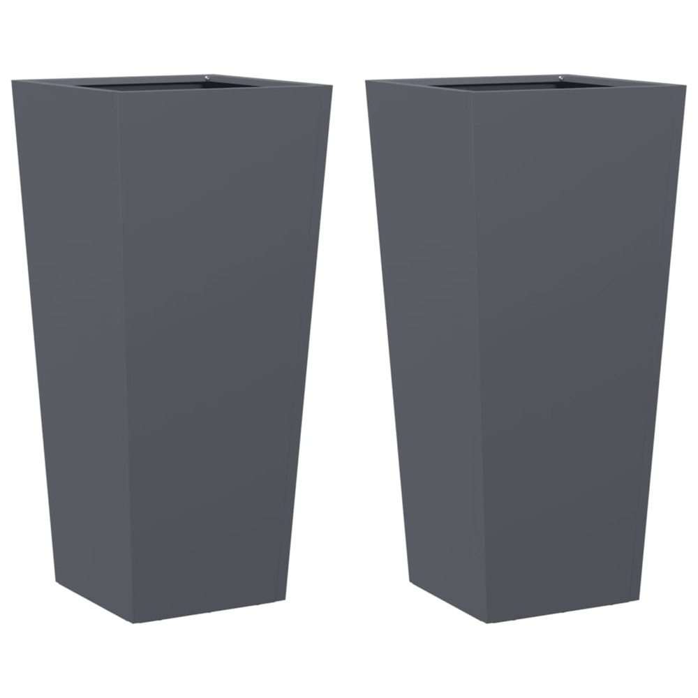 Jardinière d'extérieurs 2 pcs anthracite 35x35x75 cm acier