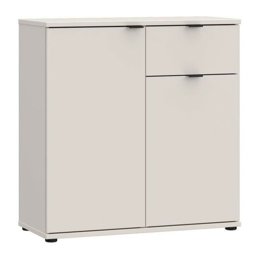 Petit meuble de rangement- buffet - ganymede - 2 portes - 1 tiroir - sable - 80,1 x 34,1 x 82,3 cm