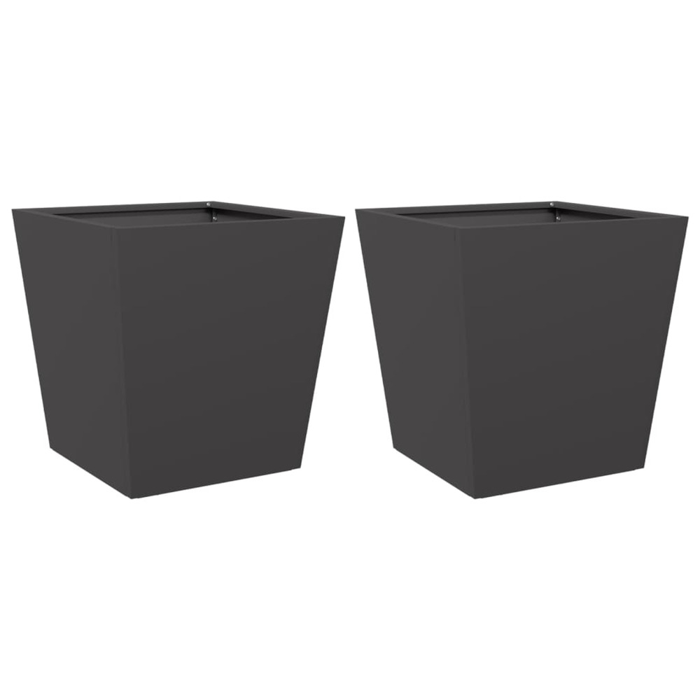 Jardinière d'extérieurs 2 pcs noir 40x40x40 cm acier