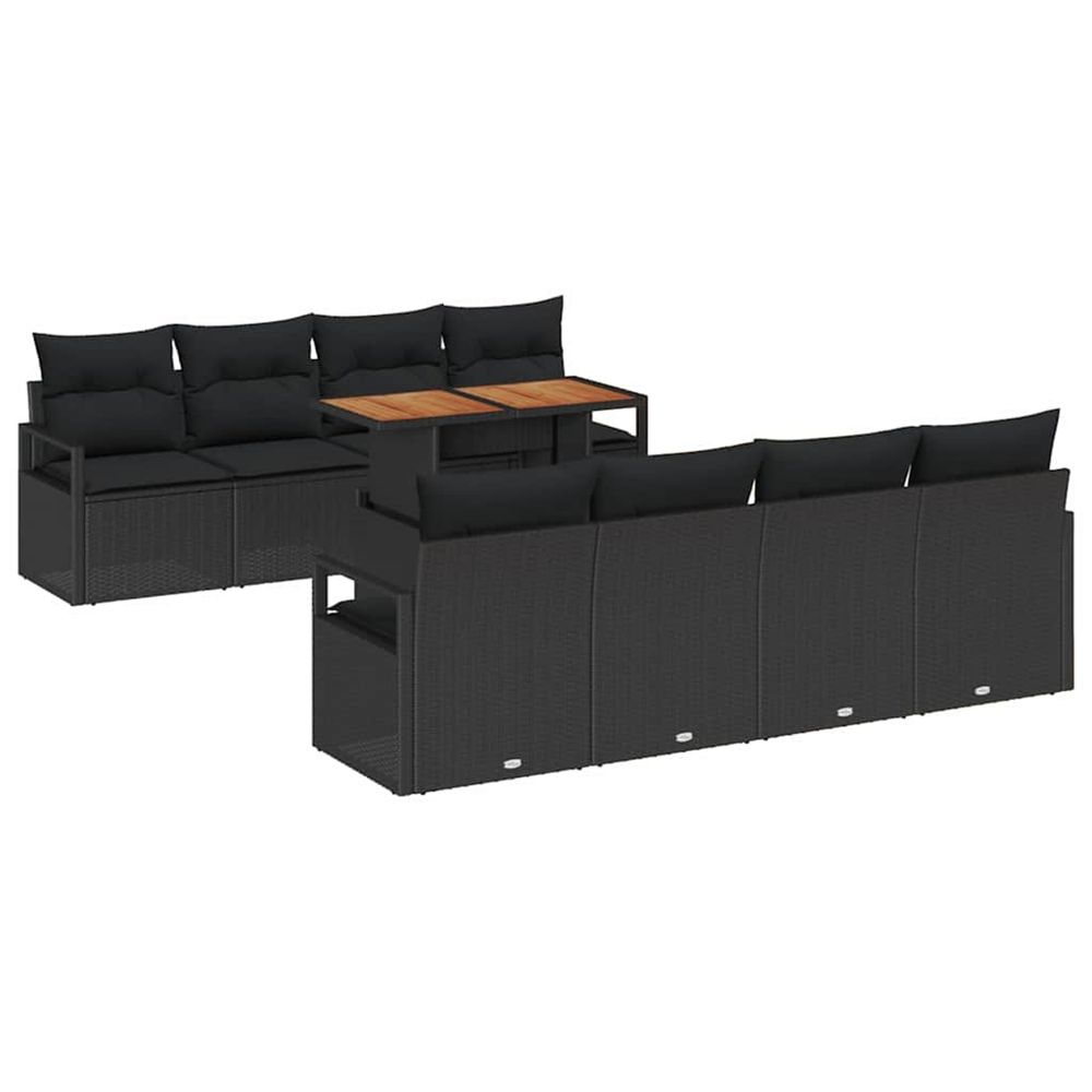 Ensemble de canapé de jardin 9 pc noir poly rotin