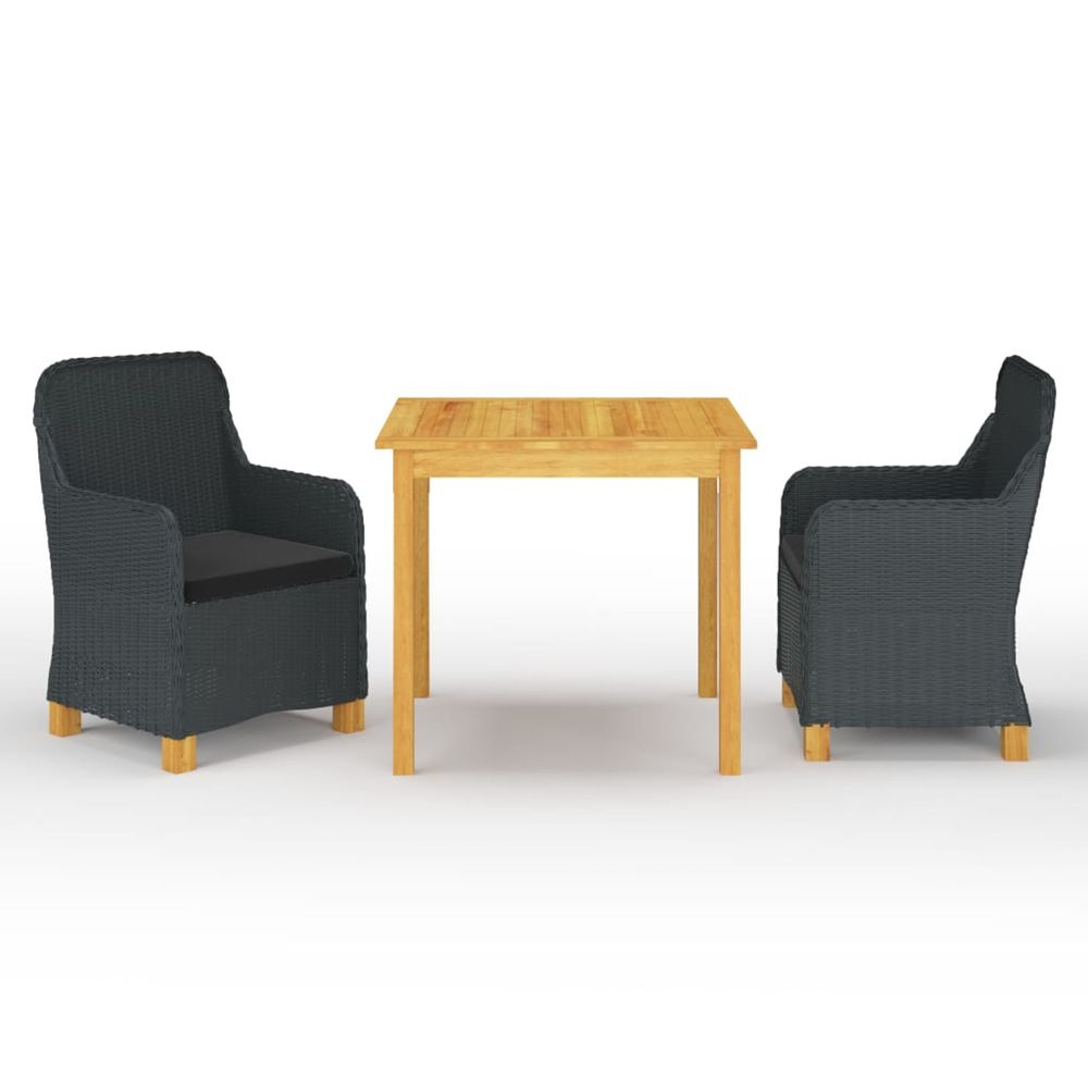 Ensemble à manger de jardin 3 pcs gris foncé