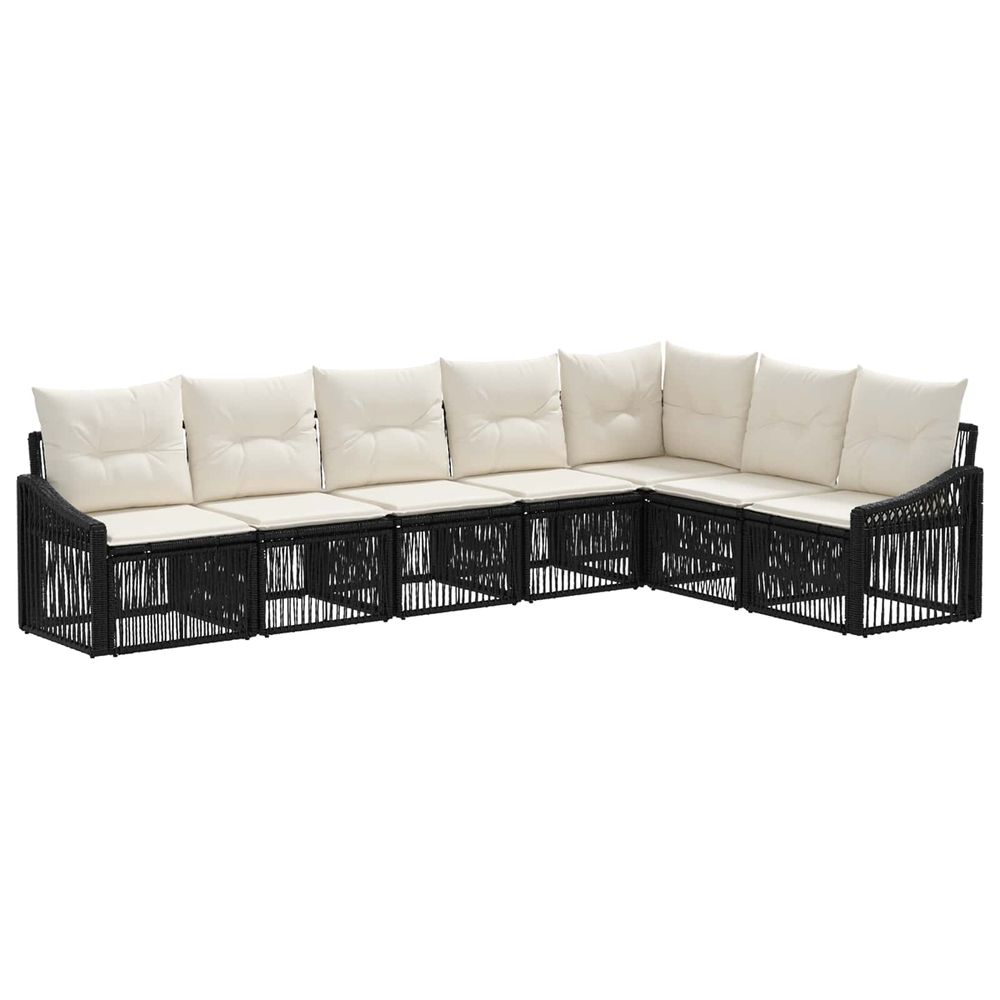 Ensemble de canapé de jardin 7 pc noir polyrotin