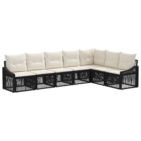 Ensemble de canapé de jardin 7 pc noir polyrotin