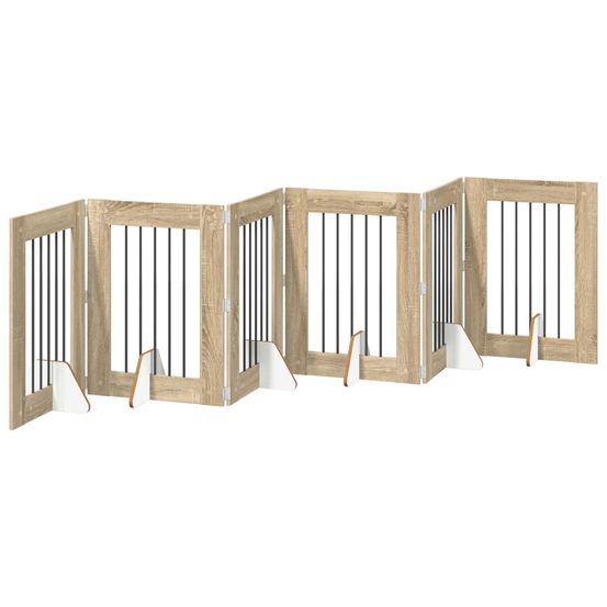 Porte de chien pliable avec supports 6 pc chêne sonoma 362 cm