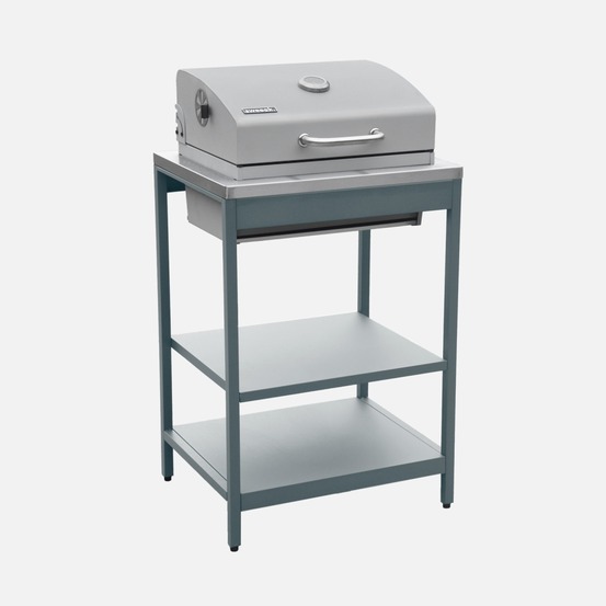 Barbecue grill naxos au charbon de bois acier inoxydable grille chromée 2 étagères