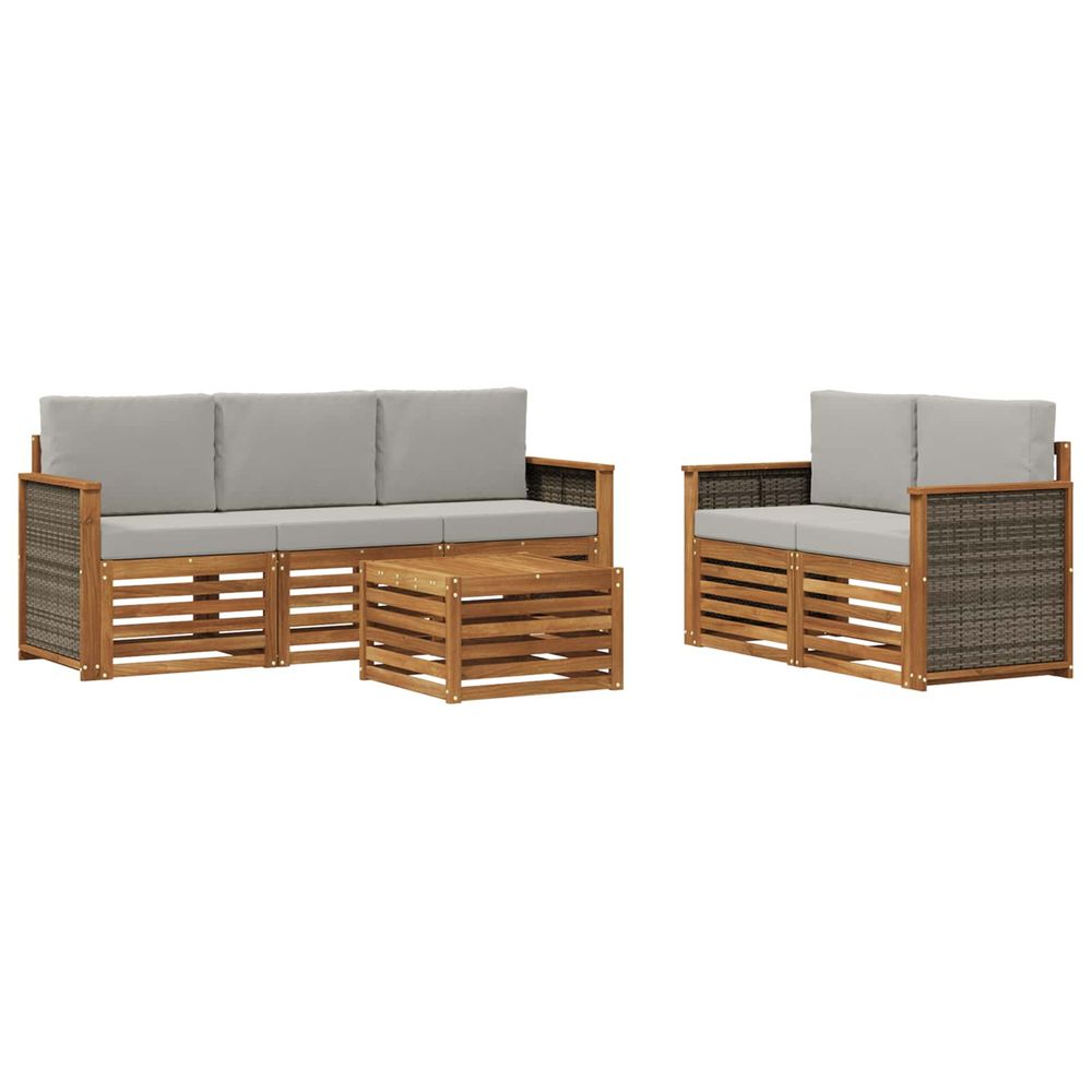 Ensemble de canapés d'extérieur 6 pc naturel et gris clair