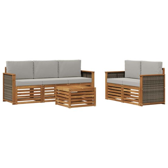 Ensemble de canapés d'extérieur 6 pc naturel et gris clair