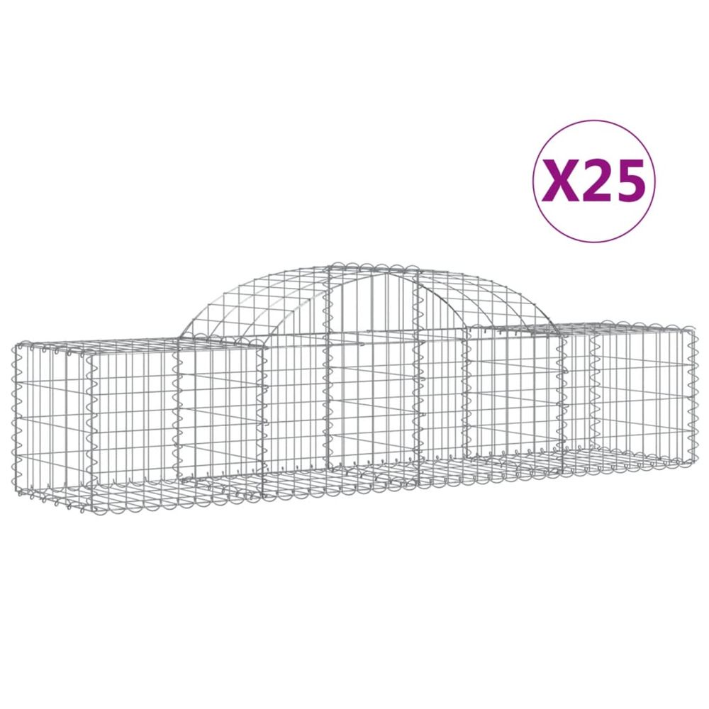 Paniers à gabions arqués 25 pcs 200x50x40/60 cm fer galvanisé