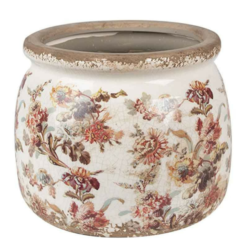 Pot de fleurs céramique motif floral 16x16x13cm