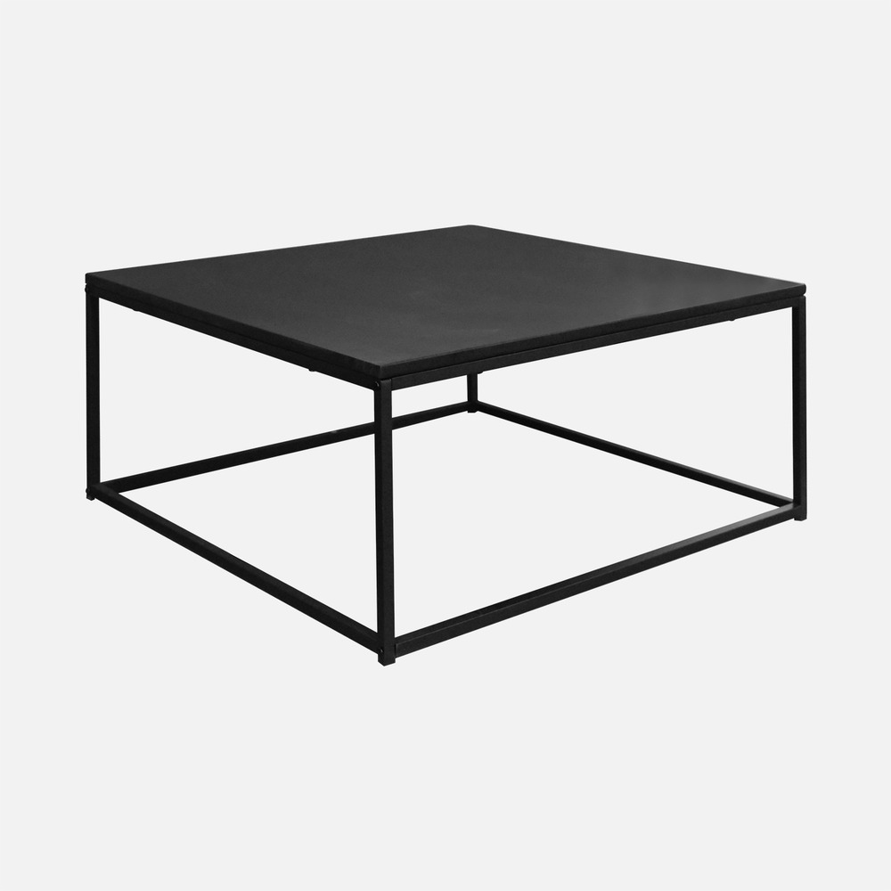 Table basse carrée, industrielle, métal noir. L 80 x l 80 x h 36cm