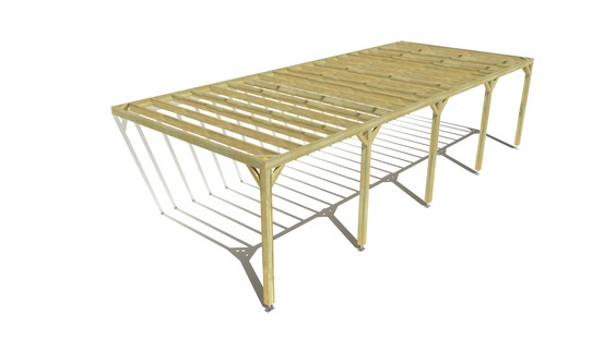 Pergola bois • 10m x 4m • adossée • sens profondeur • livraison comprise