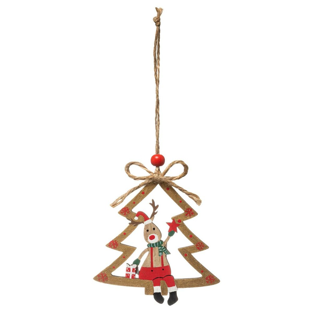 Sujet de noël bois sapin père noël renne 2 assortiments