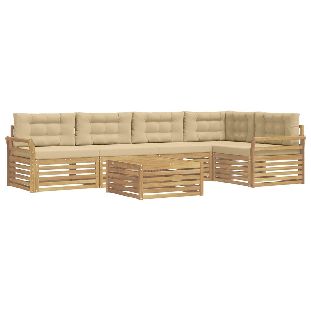 Ensemble de canapés d'extérieur 6 pc blanc et beige polyester