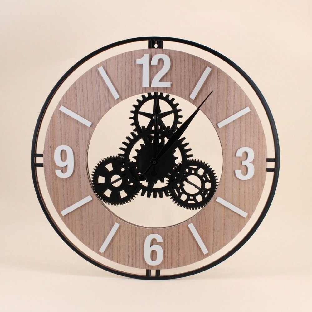 Horloge murale ronde en métal noir 57cm