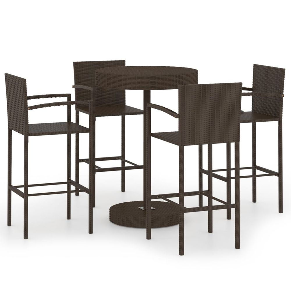 Ensemble de bar de jardin 5 pcs résine tressée marron