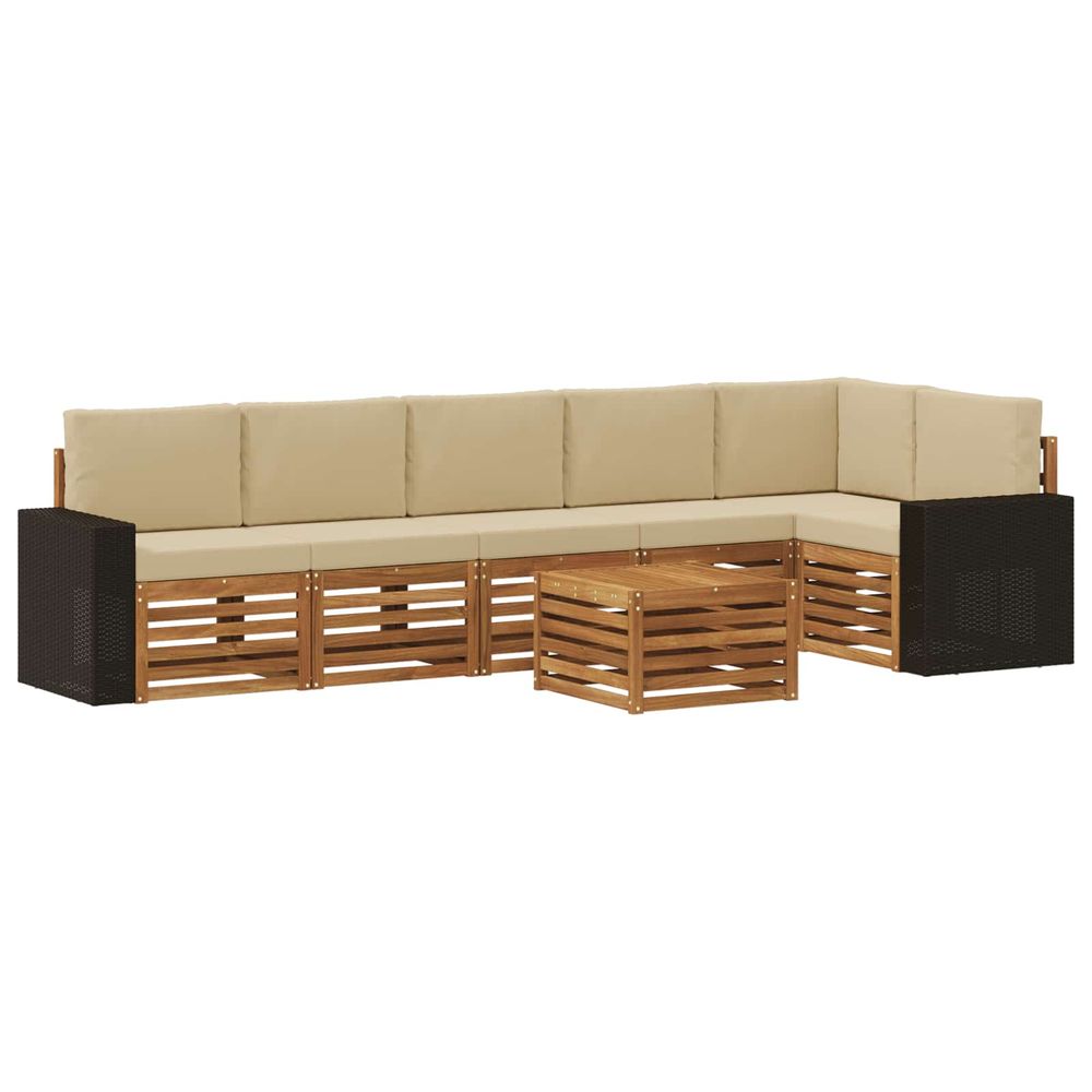 Ensemble de canapés d'extérieur 7 pc naturel et beige polyester