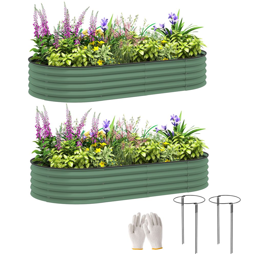 Grand potager lot 2 acier galvanisé extérieur bord sécurisé 181x93x30 cm vert