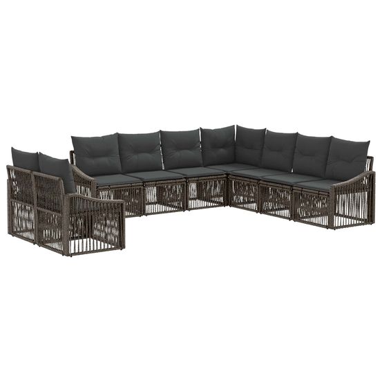 Ensemble de canapé de jardin 9 pc gris polyrotin