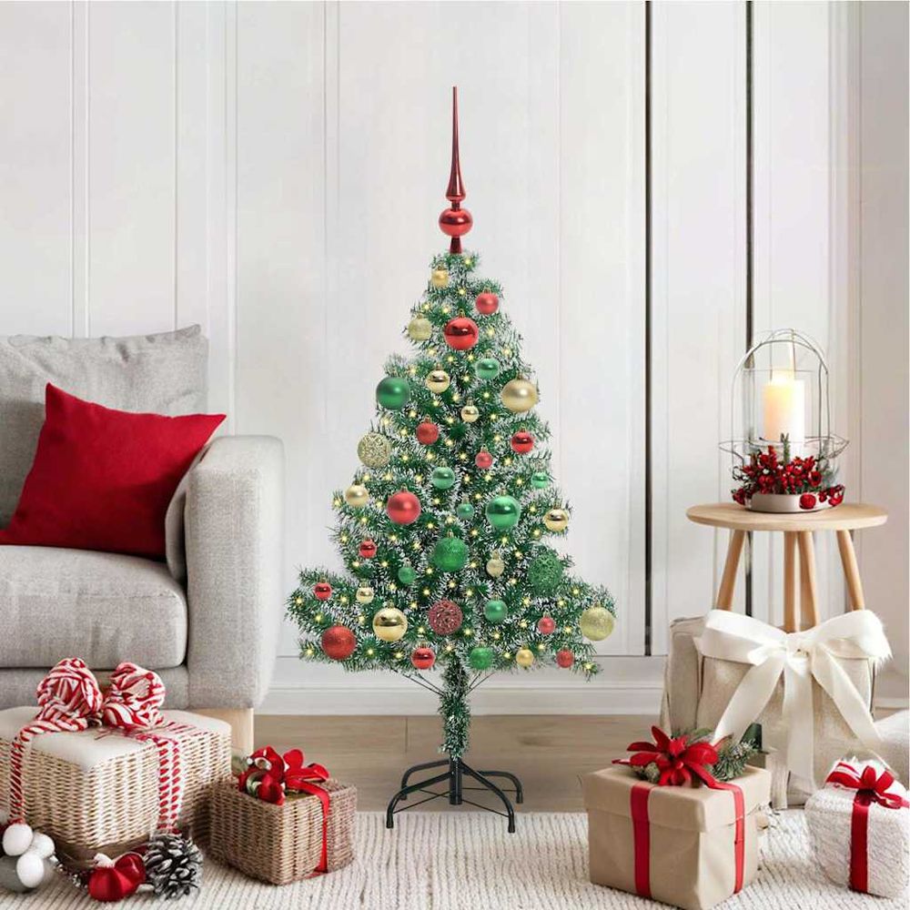 Mon premier sapin artificiel enneigé 120 cm, kit complet avec lumières led
