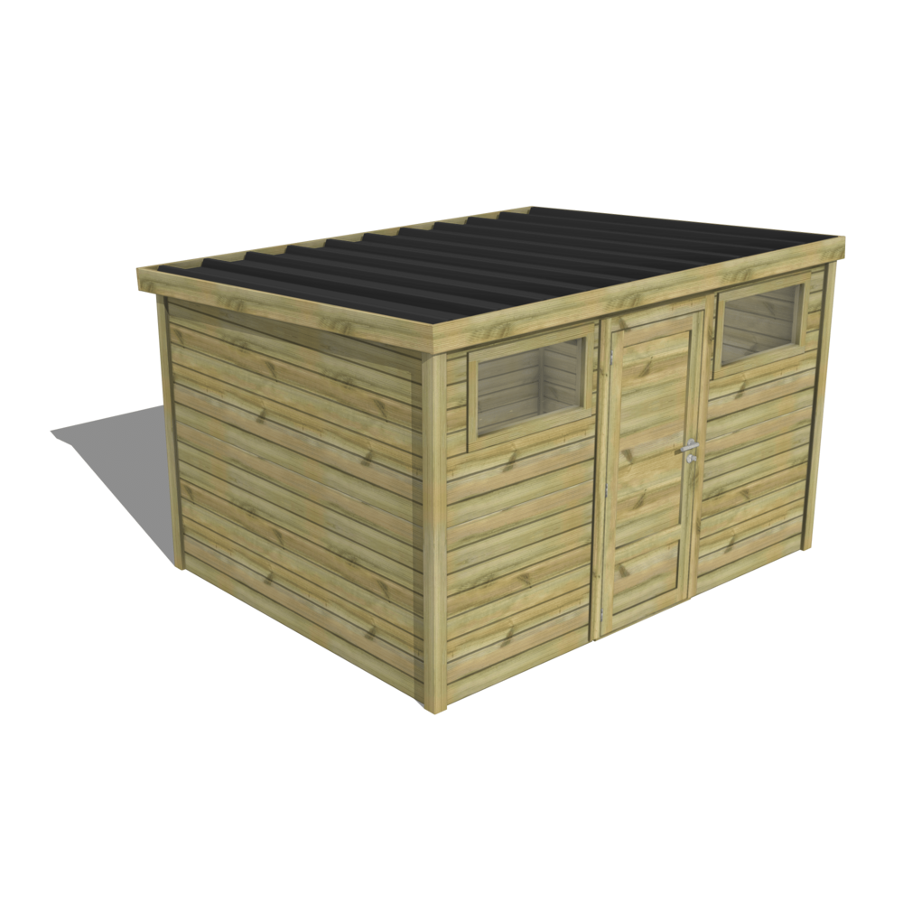 Abri de jardin bois pin traité autoclave 27mm - essentiel - 3,44x2,64m / 9m2 - bac acier - abri français