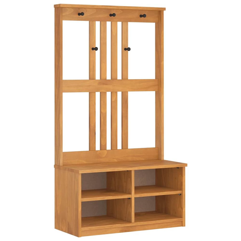 Portemanteau sandnes 87x40x159,5 cm bois massif pin