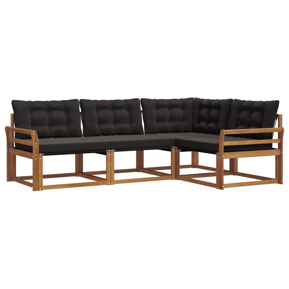 Ensemble de canapés avec coussin 4 pcs naturel et noir