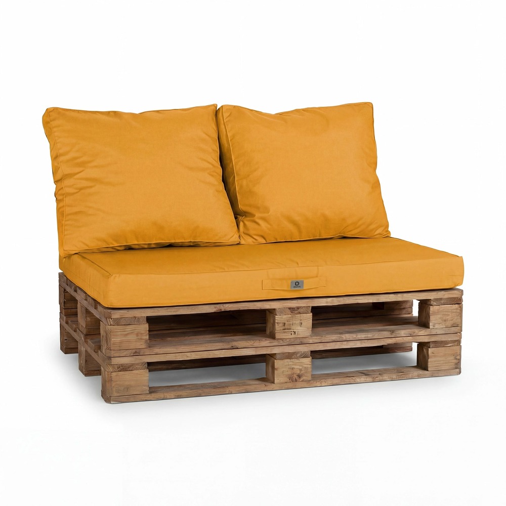 Lot de 3 coussins pour palette déhoussables en polyester jaune