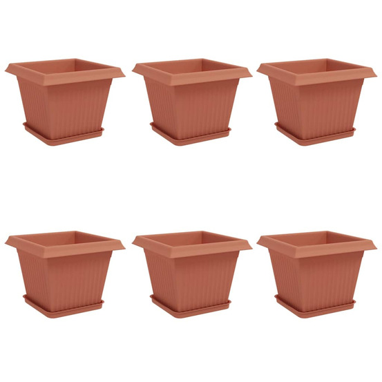 Pots de plantes 6 pcs rouge brique 28,5 x 28,5 x 22 cm
