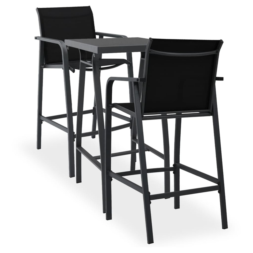 Ensemble de bar de jardin 3 pcs noir