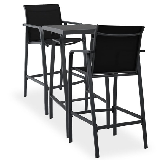 Ensemble de bar de jardin 3 pcs noir
