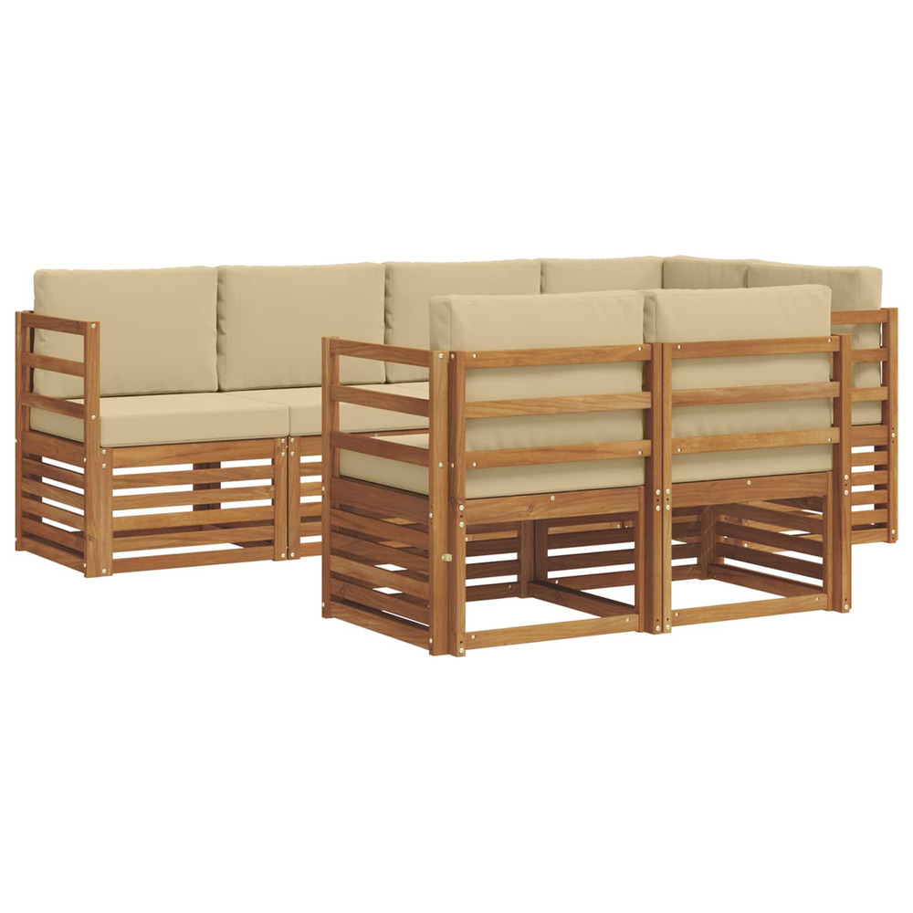 Ensembles de canapés avec coussin 7 pcs naturel et beige