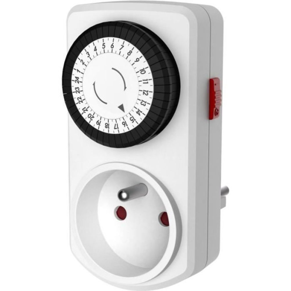 Minuterie compacte mécanique - - programmateur 3680w - 16a - 96 commutations/jour - blanc