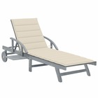 Transat chaise longue bain de soleil lit de jardin terrasse meuble d'extérieur avec coussin bois d'acacia solide