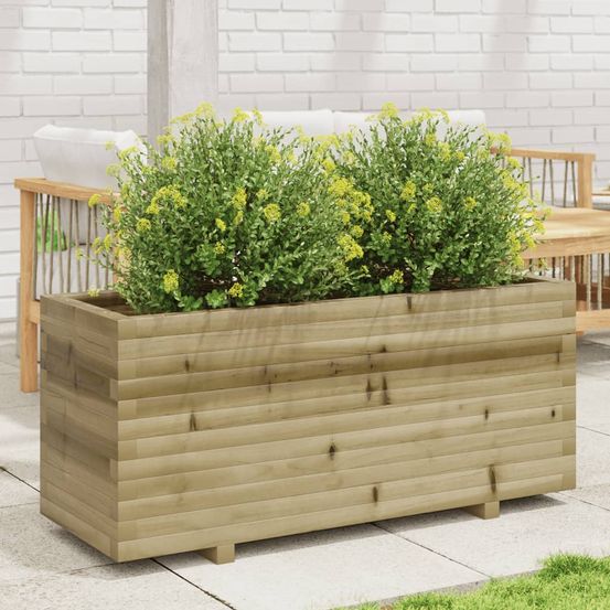 Grande jardinière bois traité autoclave 110x40cm pour extérieur