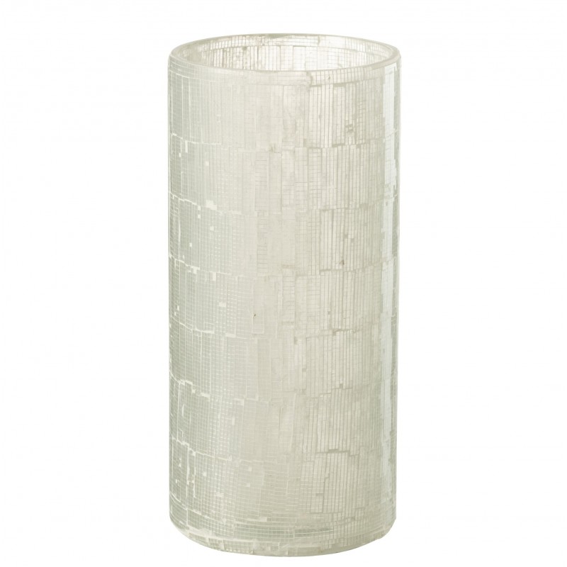 Vase avec mosaïques en verre gris 15x15x30 cm