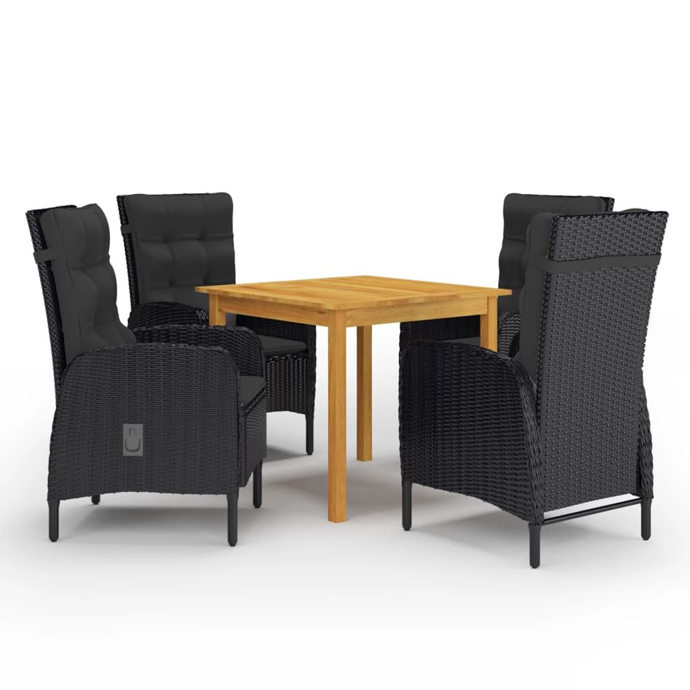 Ensemble à manger de jardin 5 pcs noir